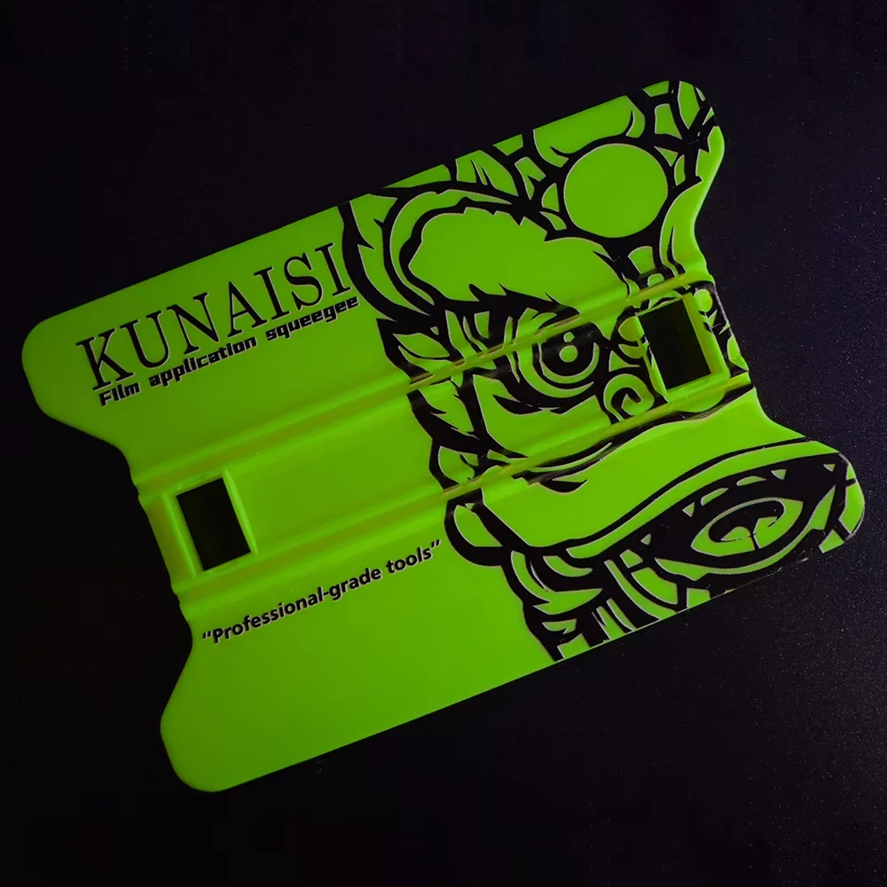 Green KUNAISI Dragon Pattern Squeegee Car Vinyl Wrap Tool PPF Window Tint Scraper Film Application Bubble Remover