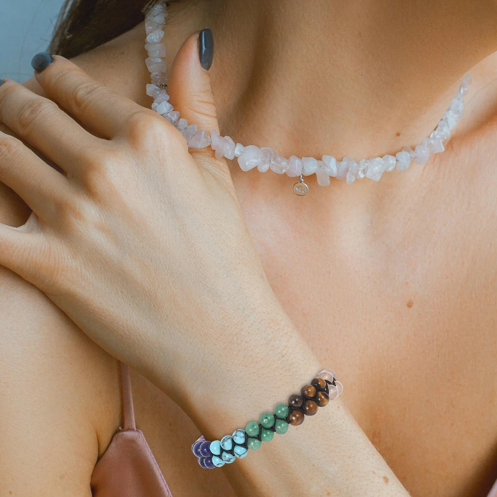 

Natural Stone Bracelet Delicate Colorful Elastic Beaded Bracelets for Women Crystal Braided Miss