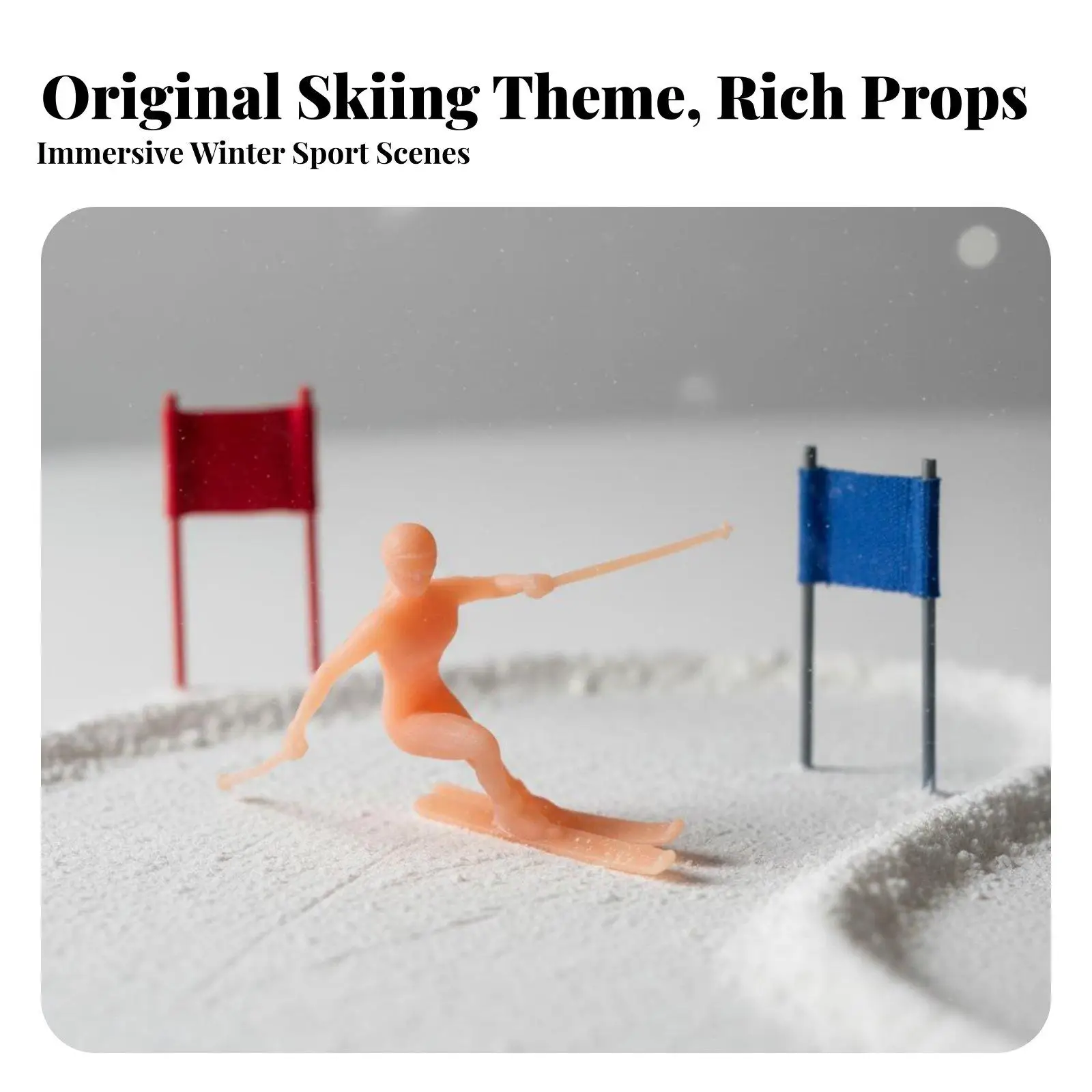Miniature Skier Figure High Detail Tiny Skiing People Figurine Realistic Poses Winter Diorama Figure for Hobbyists, Dioramas,