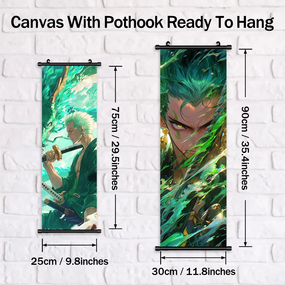 Anime Pendurado Pergaminhos de One Piece, Wall Art, Zoro Poster, Sanji Canvas Pintura, Desenhos Animados Modular Imagem, Home Decor