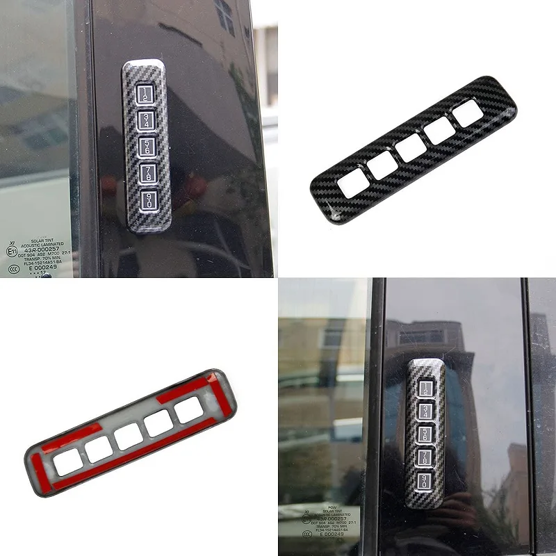 Car Accessories Carbon Fiber Grain For 2015 - 2019 Ford F150 Raptor Door Lock Password Button Cover Pillar Post Keypad Trim