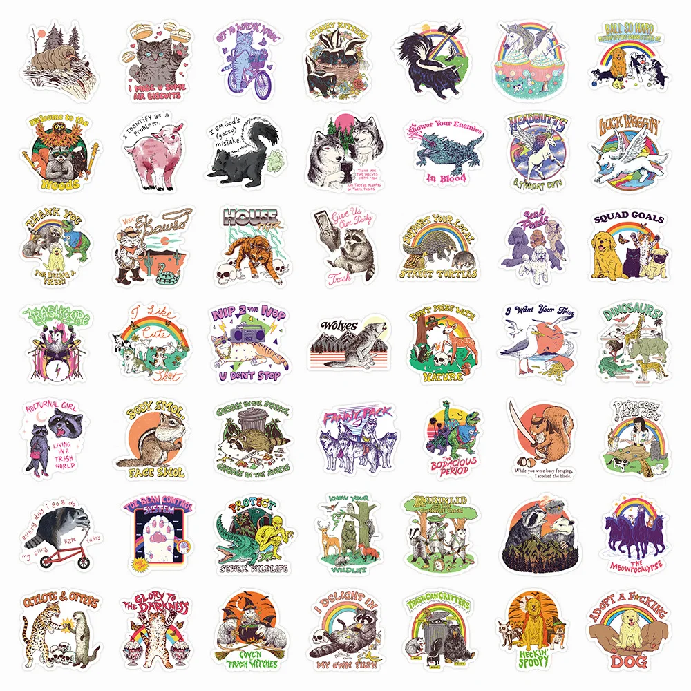 50Pcs/Lot Wholesale  Forest Acrobatic Stickers Waterproof For Luggage Skateboard Laptop Notebook Car Decals Kids Gifts