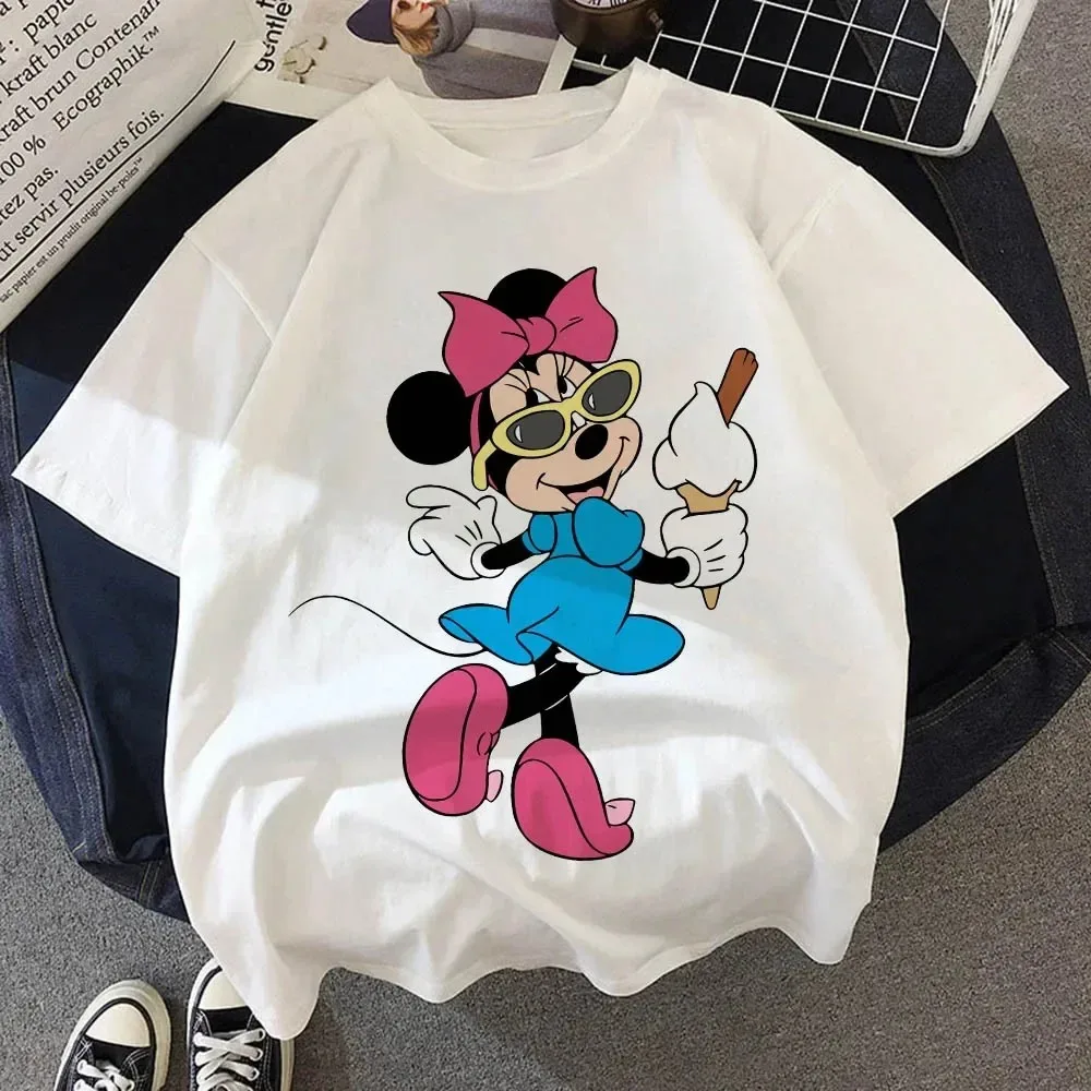 Disney Catroon Mouse Women T-shirt Casual Clothes Summer Short Sleeves T-Shirts Harajuku Tshirt Cartoons Kawaii Anime Clothing