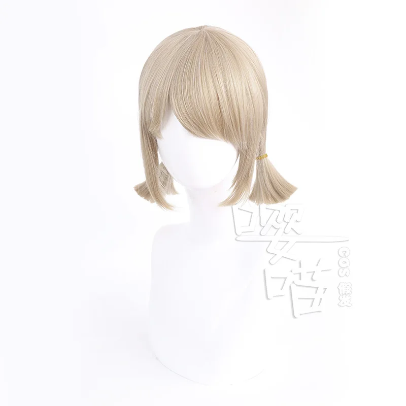 Juego Identity V Gardener Emma Woods Cosplay peluca 40CM Beige pelo sintético resistente al calor pelucas de Cosplay de Anime Halloween hombres mujeres