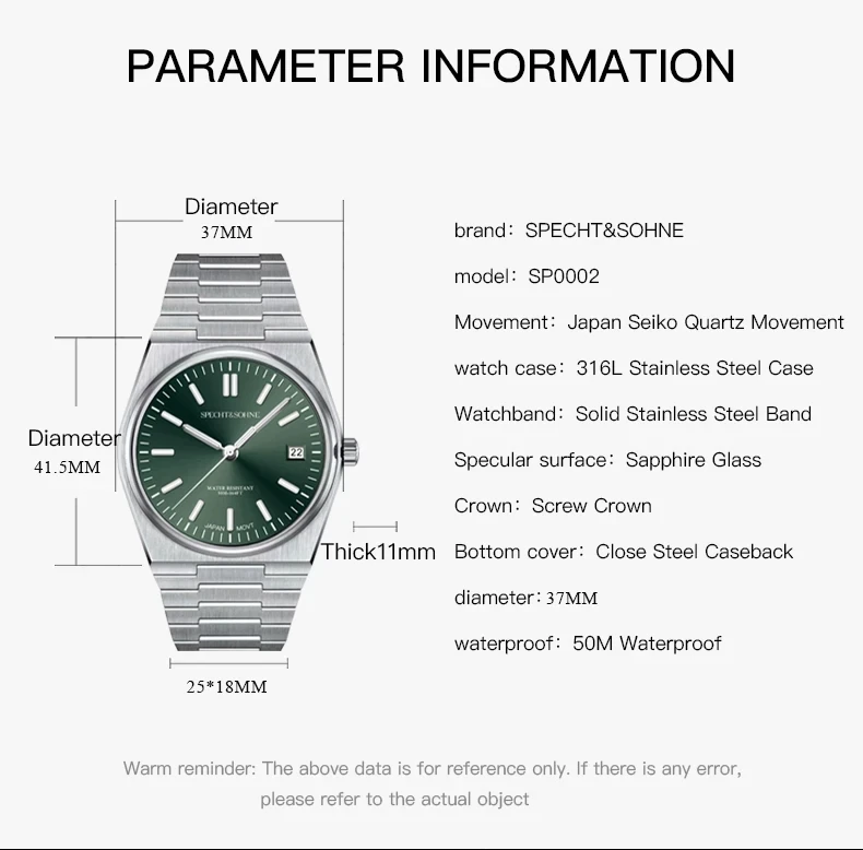 2026 Neuheiten Specht&Sohne Herrenuhren Edelstahl Saphir Klassische Quarz Herrenuhr Relogio Masculino 100M Wasserdicht – Detail 11