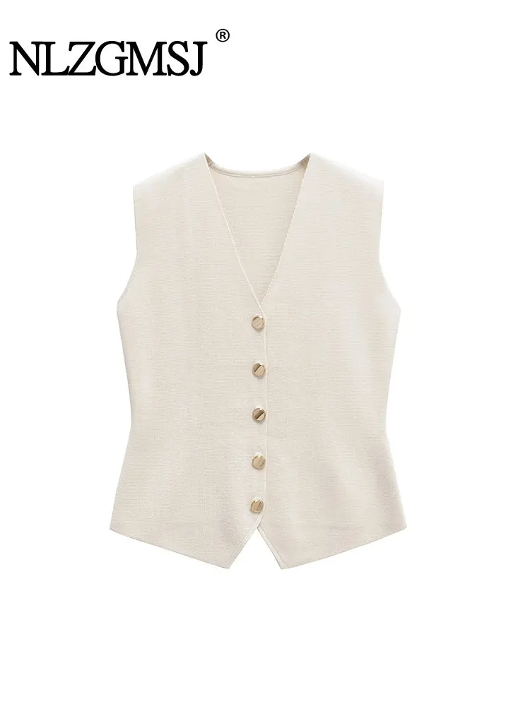 

Summer Casual Vest Solid V-Neck Sleeveless Single Breasted Knitted Buttons Sweaters Fashion 2025 Spring Female Cardigans