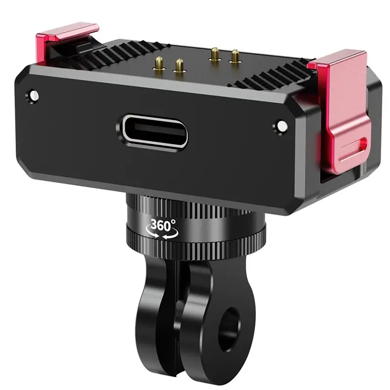 A52T Magnetic Mount For DJI Osmo Nano Action Camera Cycling Vlog Magnet Base 360° Adjustable Support Charging While Recording