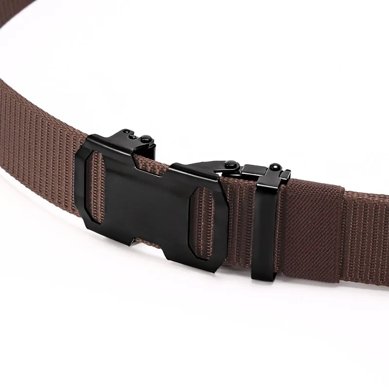 Automatische Gesp Canvas Riem Voor Mannen Y 2K Broek Accessoires Student Jeugd Recreatieve Sport Militair Tactisch Gebreide Herenriemen