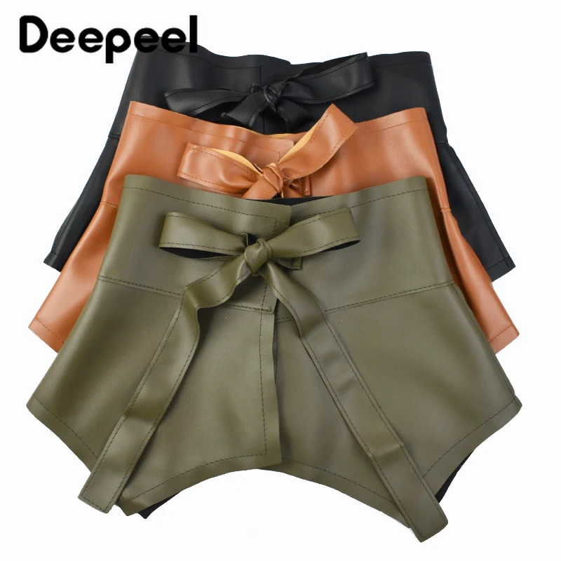 1Pc Deepeel 31.5*73cm Fashion Women Cummerbunds Tie Bow Corset Belt Luxury Leather Skirt Decorative Waistband DIY Accessories