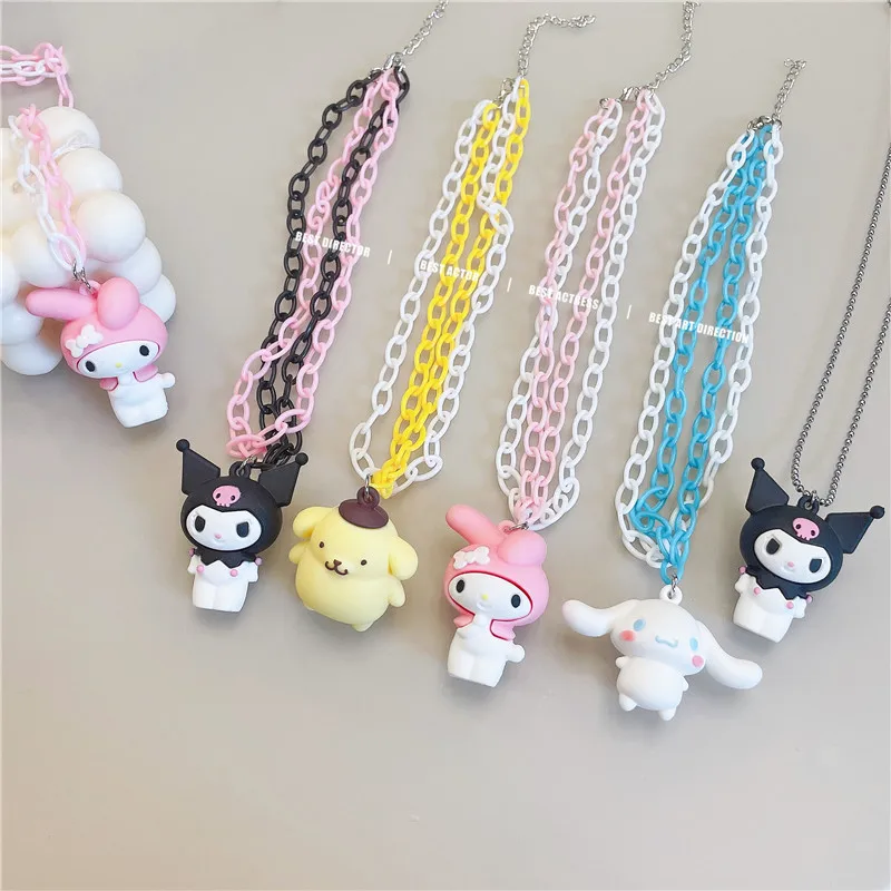 Sanrio My Melody Necklace Jewelry Cute Dark Wind Black Sweet Kuromi Girl Boy Necklace Hello Kitty Necklace Jewelry Birthday Gift