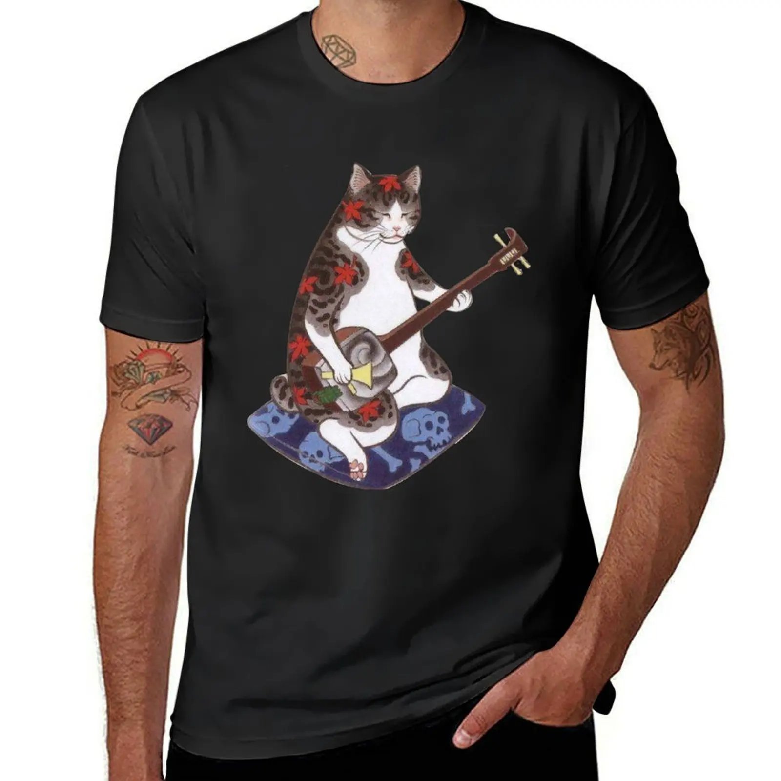 Japan japan ukijoe art banjo tattoo T-Shirt aesthetic clothes vintage mens workout shirts