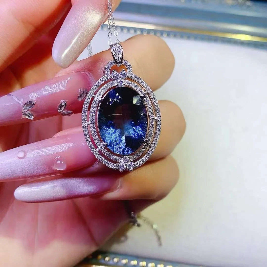 

KJJEAXCMY High End Women's Pendant Natural Topaz S925 Silver with Electroplating Boasting High Clarity Full Brilliance Gift