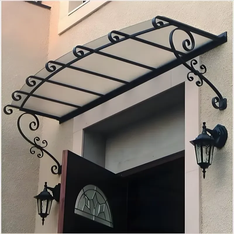 Villa Iron Canopy Tempered Glass Sunshade Outdoor Rain Cover Rainproof And Sun …