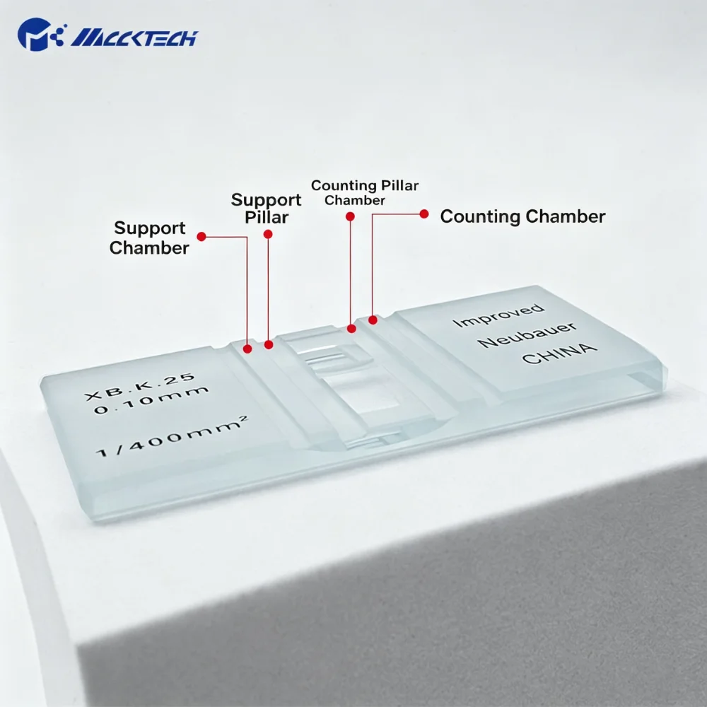 Improved Neubauer Bacterial Hemocytometer Reusable Blood Cell Counting Chamber Brand New for Lab Research Use Only