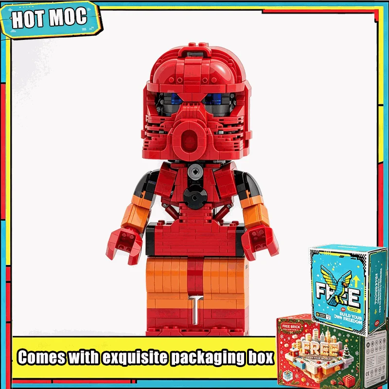 NEW 1282 PCS Up Scaled Red Masked Armored Robot Figure Model MOC Custom Building Blocks DIY Creative Assembly Toy Gift Display