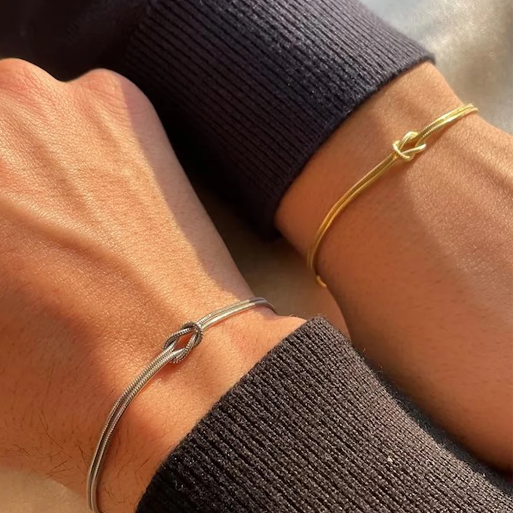 CANNER-pulsera de plata de ley S925 para pareja, cadena de doble capa con diseño de cruz, cadena de hueso de serpiente, regalos minimalistas del Día de San Valentín