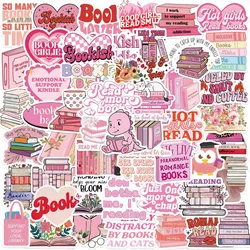 10/50pcs Cute Pink Reading Book Bookish Stickers Kawaii Decals DIY Scrapbooking Notebook Laptop Phone Luggage Decorative Sticker