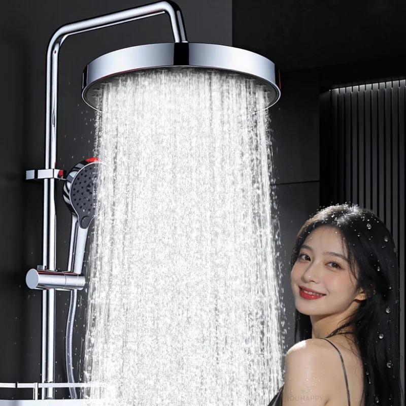 High Pressure Rain Shower Head with Cleaning Descaling Supercharge Rainfall 360° Swivel Top Spray for Enhanced Flow Water Saving