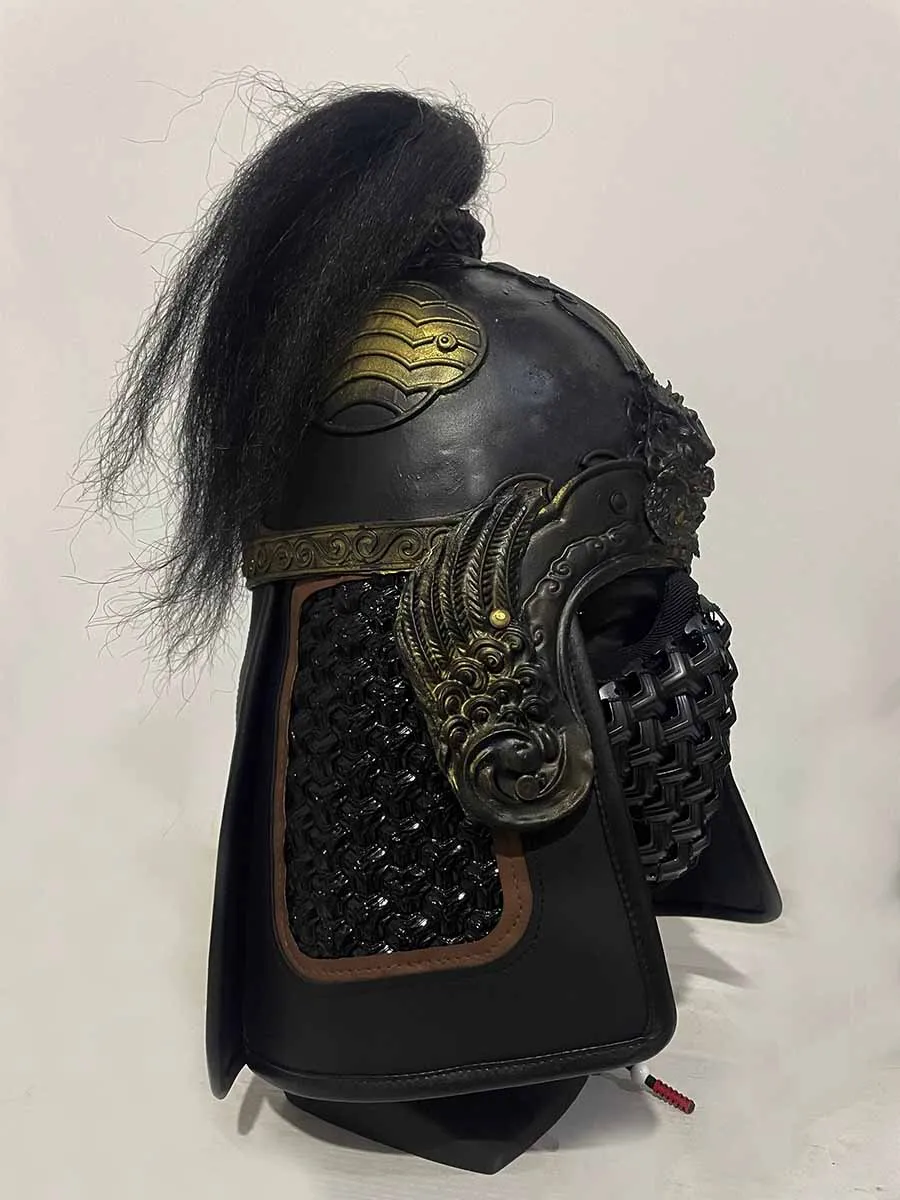 Real Armor Helmet Men Chinese Ming Dynasty Imitation Metal Rubber Armor Accessories Armor Hat Caps view 2