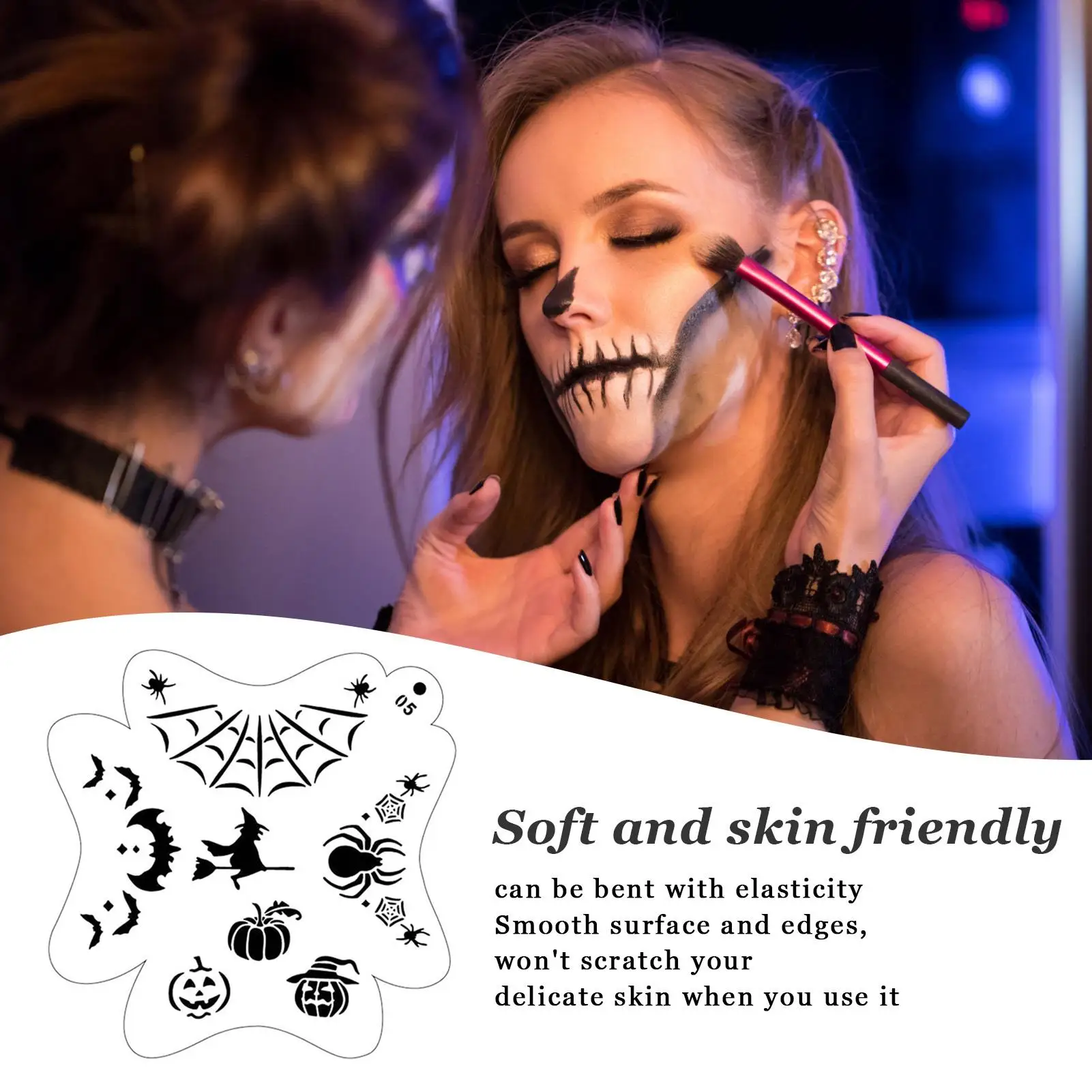 for festival Face Paint Stencil Kit with Rounded Edges, Bendable Plastic Templates - Convenient & Reliable