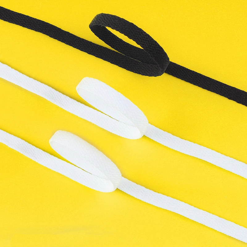 2Pcs/6Pcs/10Pcs 8mm Wide Flat Shoelaces for Sneakers - Quality Solid Color Shoe Laces - Classic White & Black