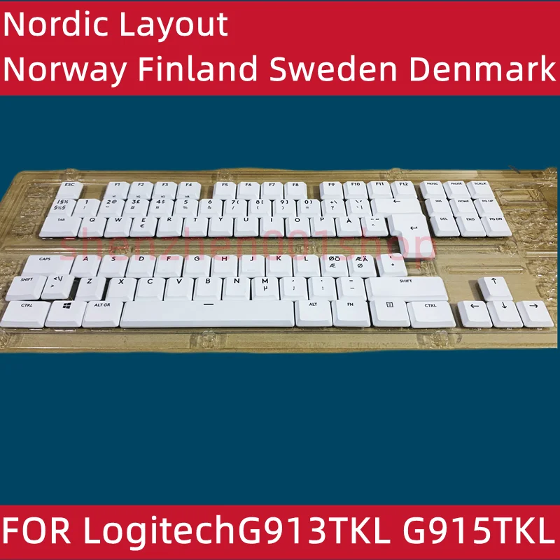 Original replacement key cap complete set of 87 key caps for Logitech G913TKL G915TKLNordic Layout Norway Finland Sweden Denmar