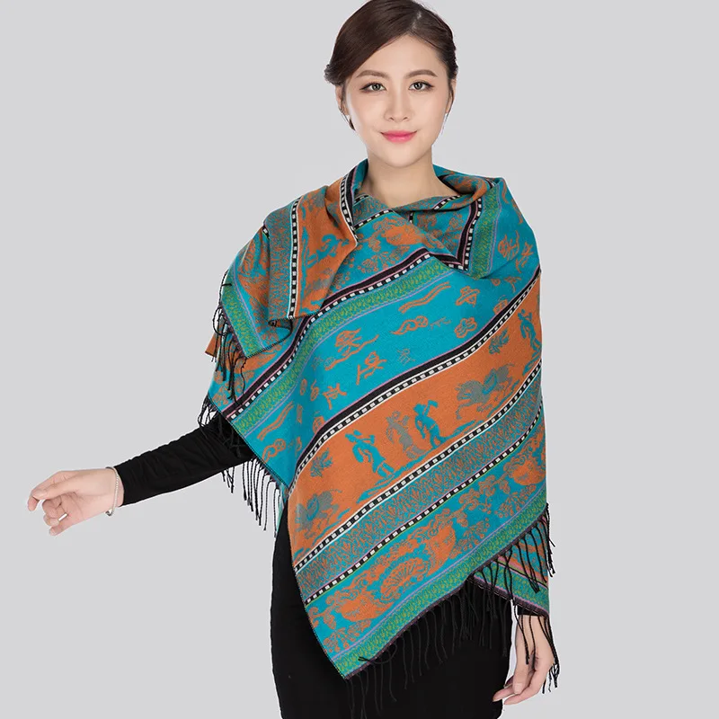 

Large Square Size Cashmere Women Warm Shawls Letter Jacquard Pattern Tassel Female Pashmina Wraps 6 Colors Lady Winter Scarves