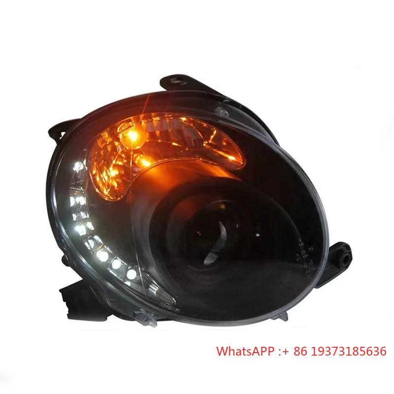 For Fiat 500 2007-2014 High Quality Hair Diode Headlamp Refit Headlamp Lens DRL Day Light Automotive Lighting System