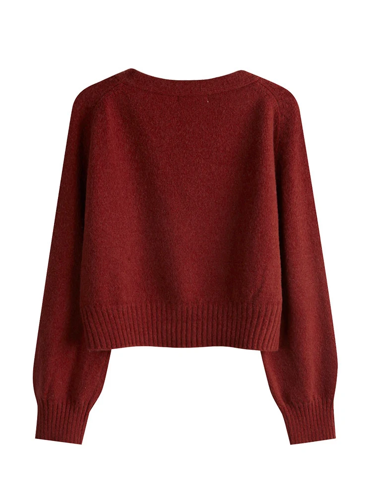 Sleeve Tops Korean Loose Solid Cashmere Sweater for Woman Autumn Winter Skew Button Cardigan V-neck Sweater Women Knitted Long