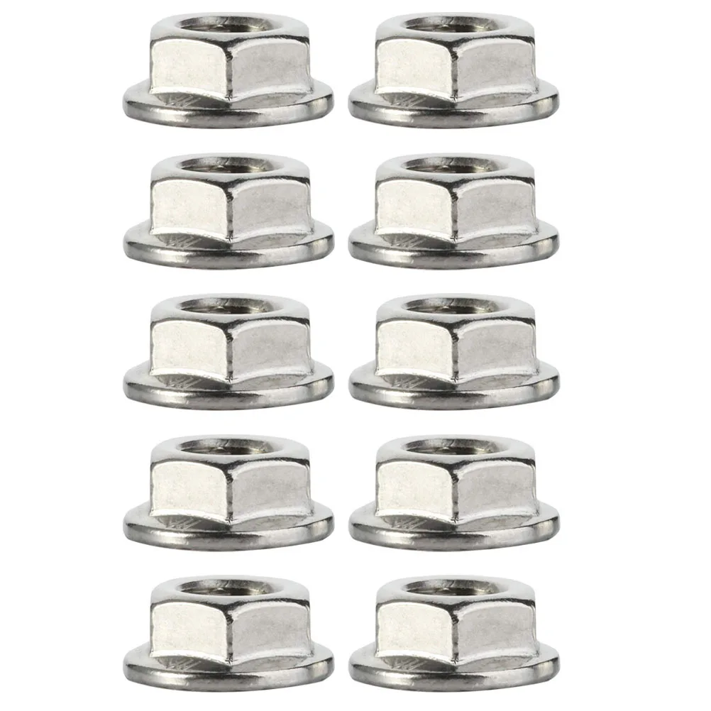

10Pcs Flange Nuts Stainless Steel Serrated Hex Lock Nuts Heavy Duty Rust Proof Corrosion Resistant Durable Use