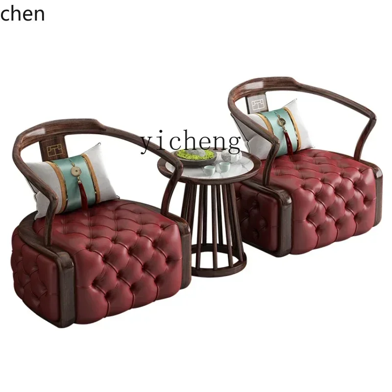ZMLnew Chinese leisure chair simple armchair three-piece large living room light luxury all solid wood sofa Taishi chair