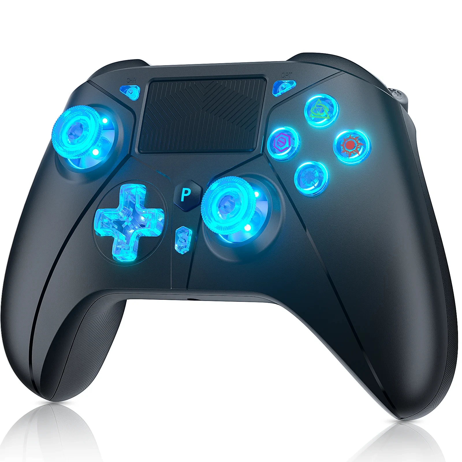 controlador-sem-fio-para-console-ps4-compativel-com-ps4-slim-pro-pc-gamepads-com-suporte-para-funcao-turbo-com-luz-de-botao-rgb