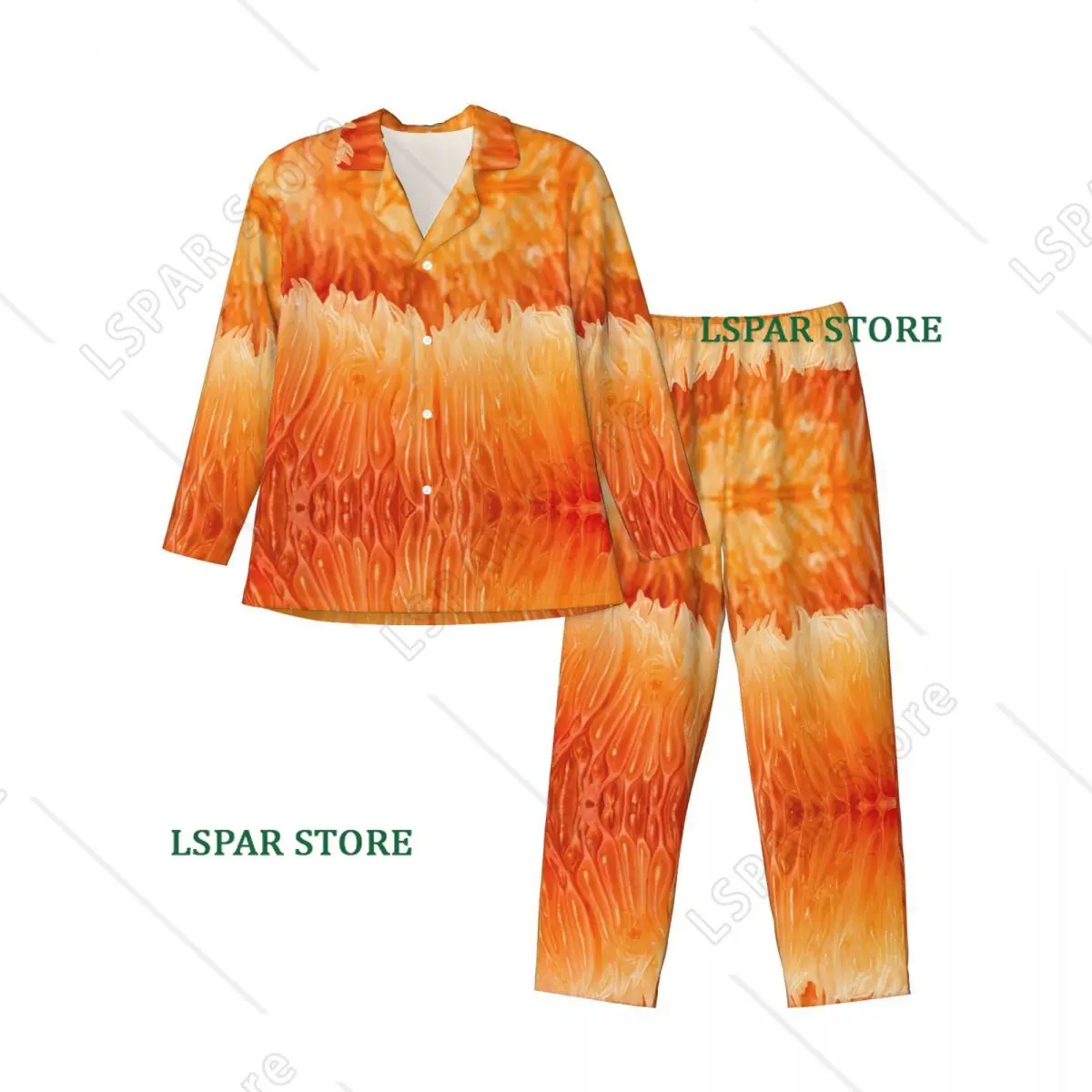 Men Pajamas Set of Autumn Winter Long-Sleeved Fresh Juicy Grapefruit Pulp Home Clothing Sleepwear