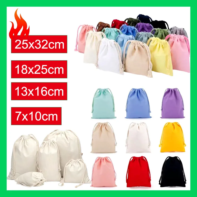 Reusable Drawstring Storage Bags, Organizer Pouch for Jewelry, Toys, Cosmetics Cotton Linen Drawstring Pouches Dustproof Sacks
