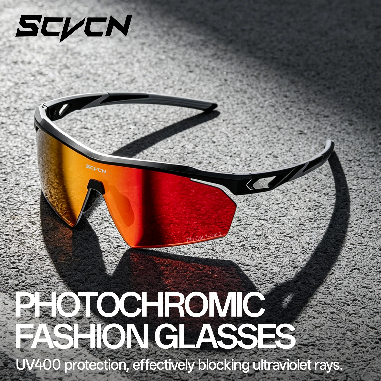 

SCVCN UV400 Photochromic HD Hiking Cycling Sunglasses Outdoor Sports Running Rock Climbing Stylish Glasses Driving Sunglasses