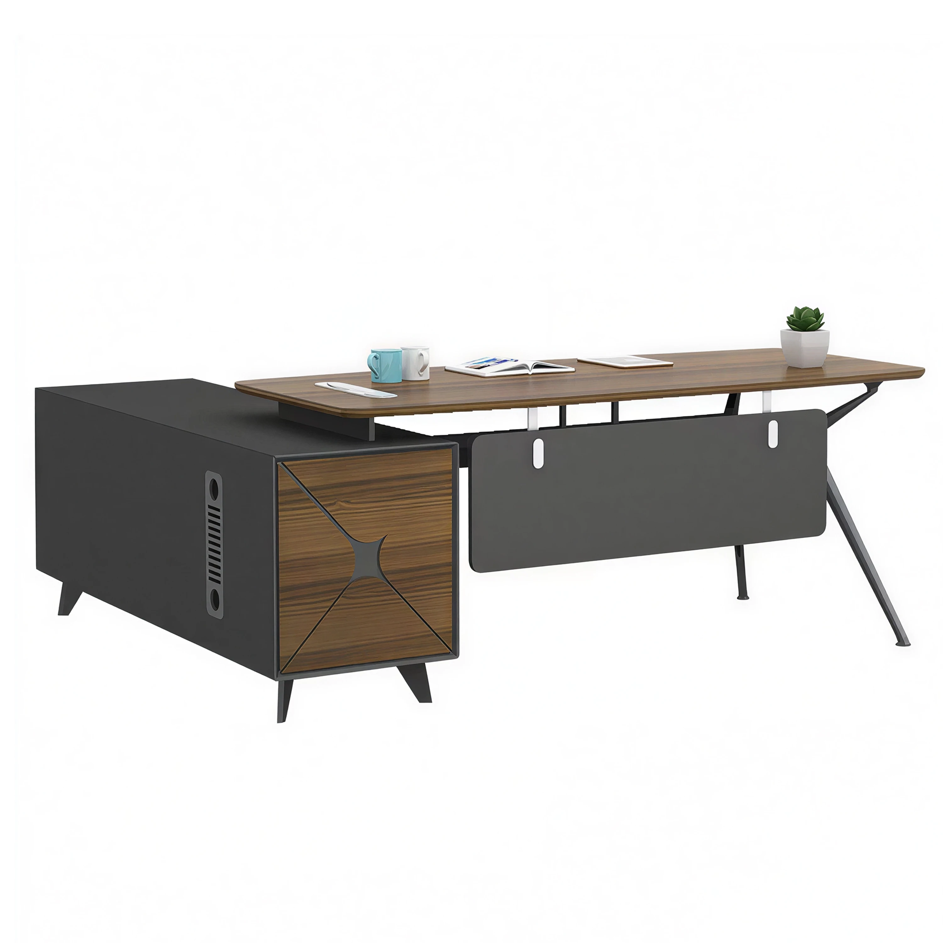 

@#Designer Style Executive Boss Desk with Irregular Tabletop Exquisite Craftsmanship for Creative Enterprise Leader Office