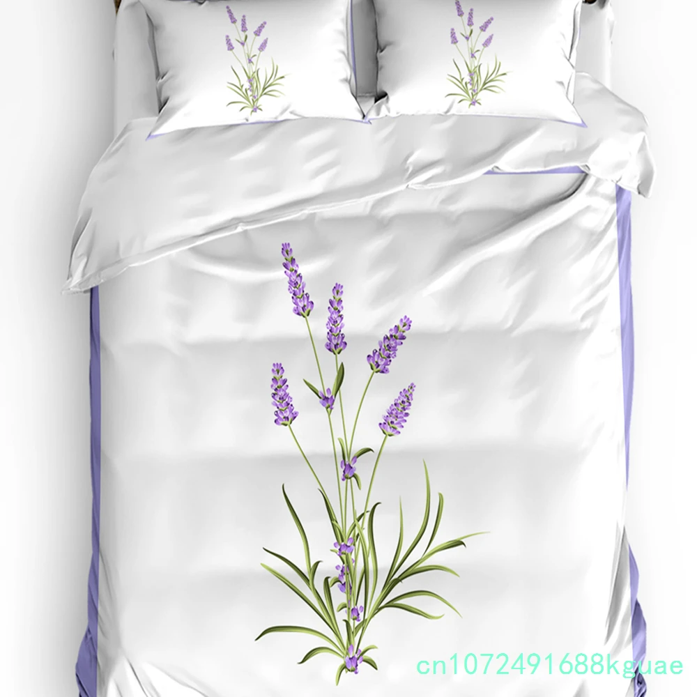 Purple Flower Lavender Romance Duvet Cover With Pillow Case Custom 3pcs Bedding Set Quilt Cover Double Bed Home Textile