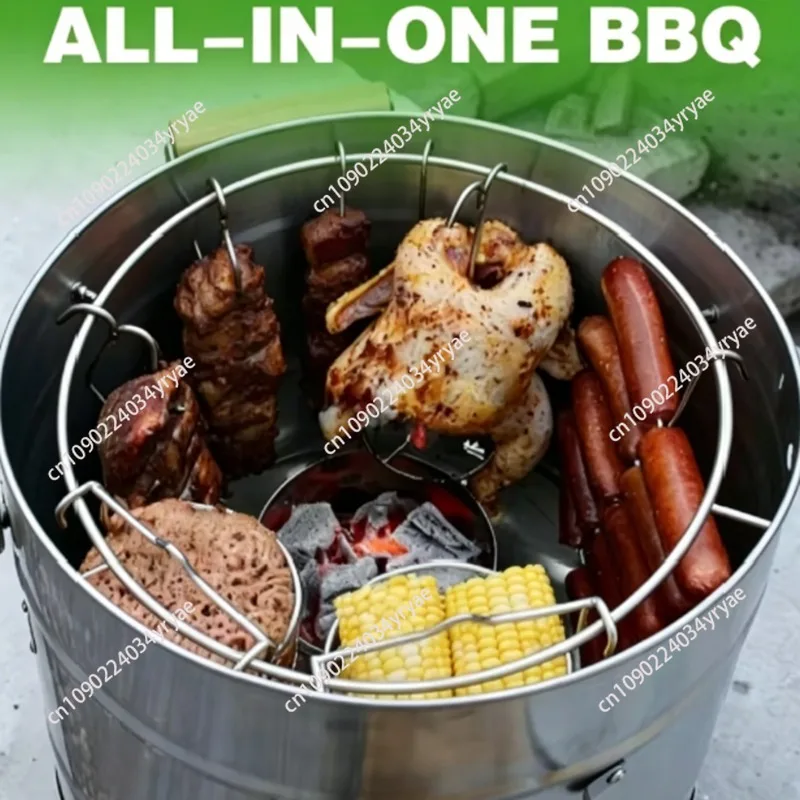 Advanced Vertical Barrel Smoker Stainless Steel Charcoal Grill