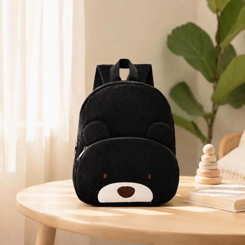 Kids Bear Backpack, Corduroy Toddlers Daypack, Cute 3D Bear Preschool Bookbag for Boys Girls, Kindergarten Travel School Bag