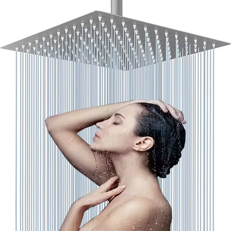 

8/10/12 Inch Big Panel Ceiling Mounted Shower Head Ultrathin Rainfall Shower Stainless Steel Chrome Bathroom Faucet Accessories