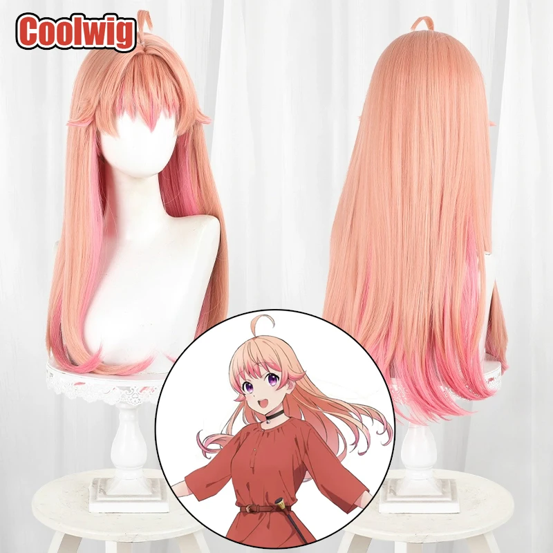 Coolwig Synthetic Hair Nico Wakatsuki Cosplay Wigs Witch Watch Nico Wakatsuki 65cm Long Orange Mixed Pink Wig Heat Resistant