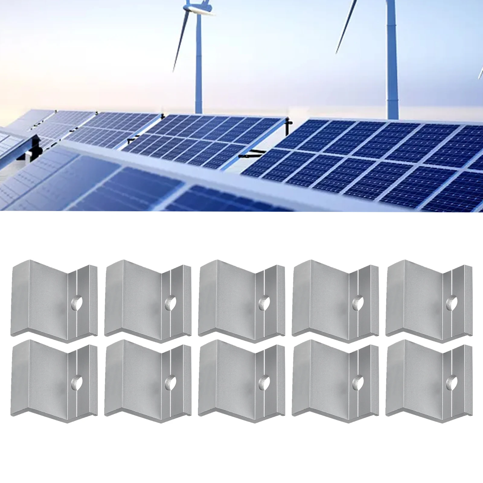 10pcs End Clamp for Solar Panel Mounting Rails Aluminum Alloy Designed for 30mm 35mm 40mm and 45mm PV Frame Sizes
