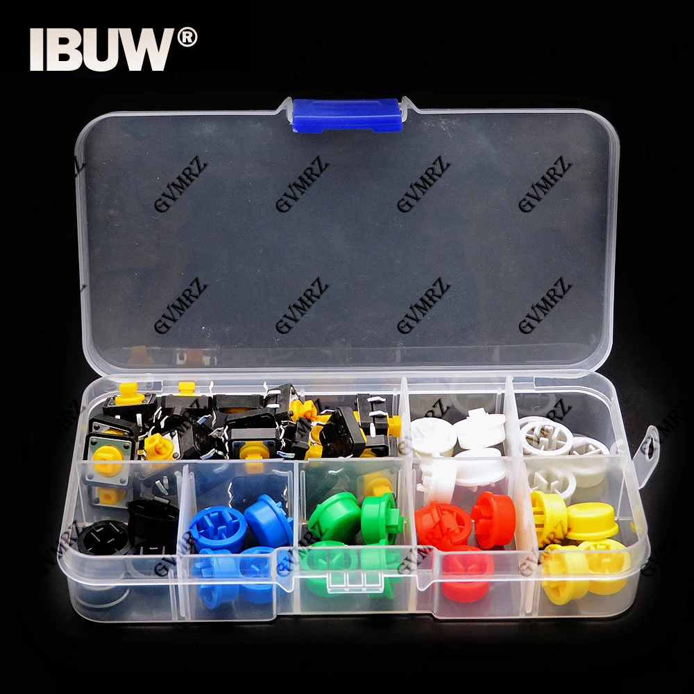 280PCS Tactile Push Button Switch Momentary 12*12*7.3MM Micro switch button + (6 colors Tact Cap)
