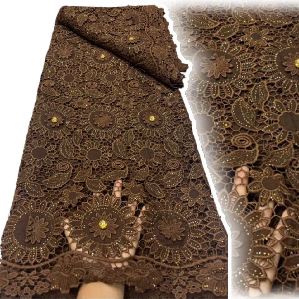

2026 Cotton Embroidered African Guipure Cord Lace Traditional Inspired Garment Women Water Soluble Fabric Occasional Wear 2570