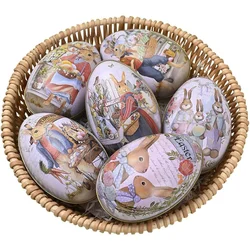 Easter Eggs Decoration Metal Egg Shaped Gift Candy Box Cookie Jar Easter Decorations Rabbit Party Kids Gifts Large Medium Small