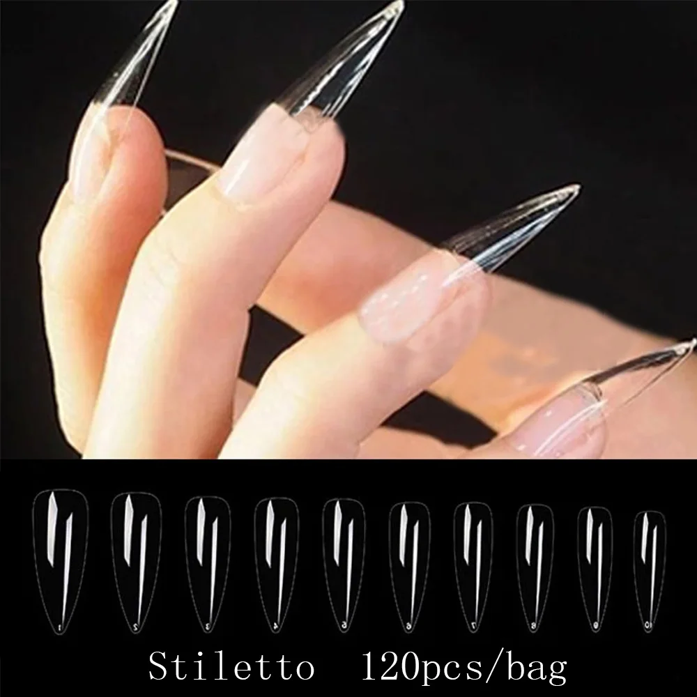 120pcs False Nails Transparent Press on Nails Coverage False Nails Tips Short T-shaped Water Drop Full Sticker For Nails