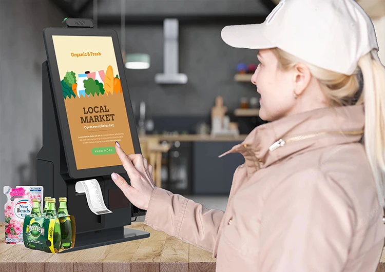 أندرويد 13 \ ويندوز 11 الوجبات السريعة شاشة تعمل باللمس الفحص الذاتي الخدمة الذاتية عداد الدفع المطاعم كشك الطلب الذاتي