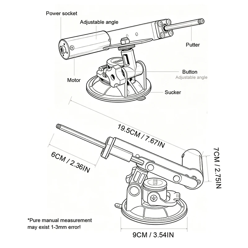 Atuador Linear Telescópico Mini de 39mm/45mm com Mecanismo Recíproco Pequeno Tipo Copo, Motor DC 3-24V com Velocidade Ajustável