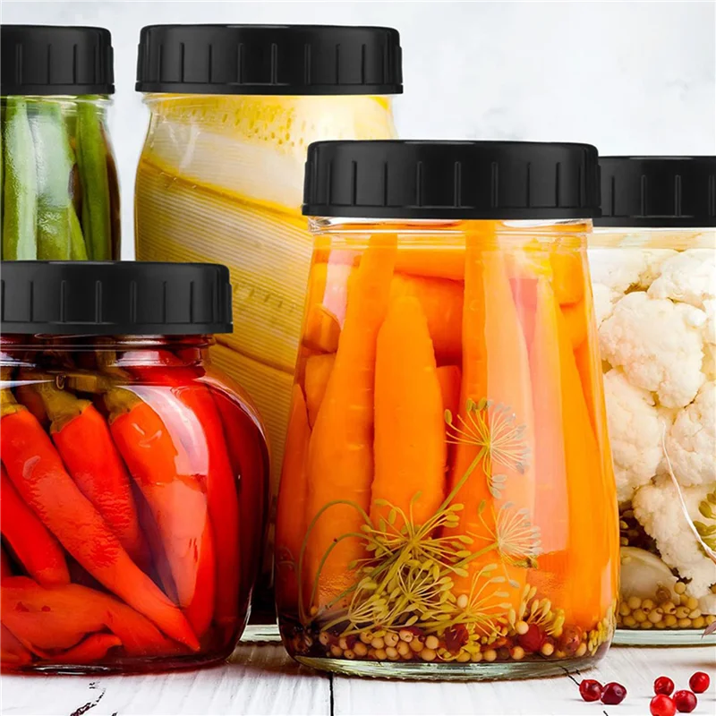 

【Best Selling】60 Pcs Multipurpose Mason Jar Plastic Lids (70Mm) With Rubber Seal - Perfect For Regular Mouth Canning Jars
