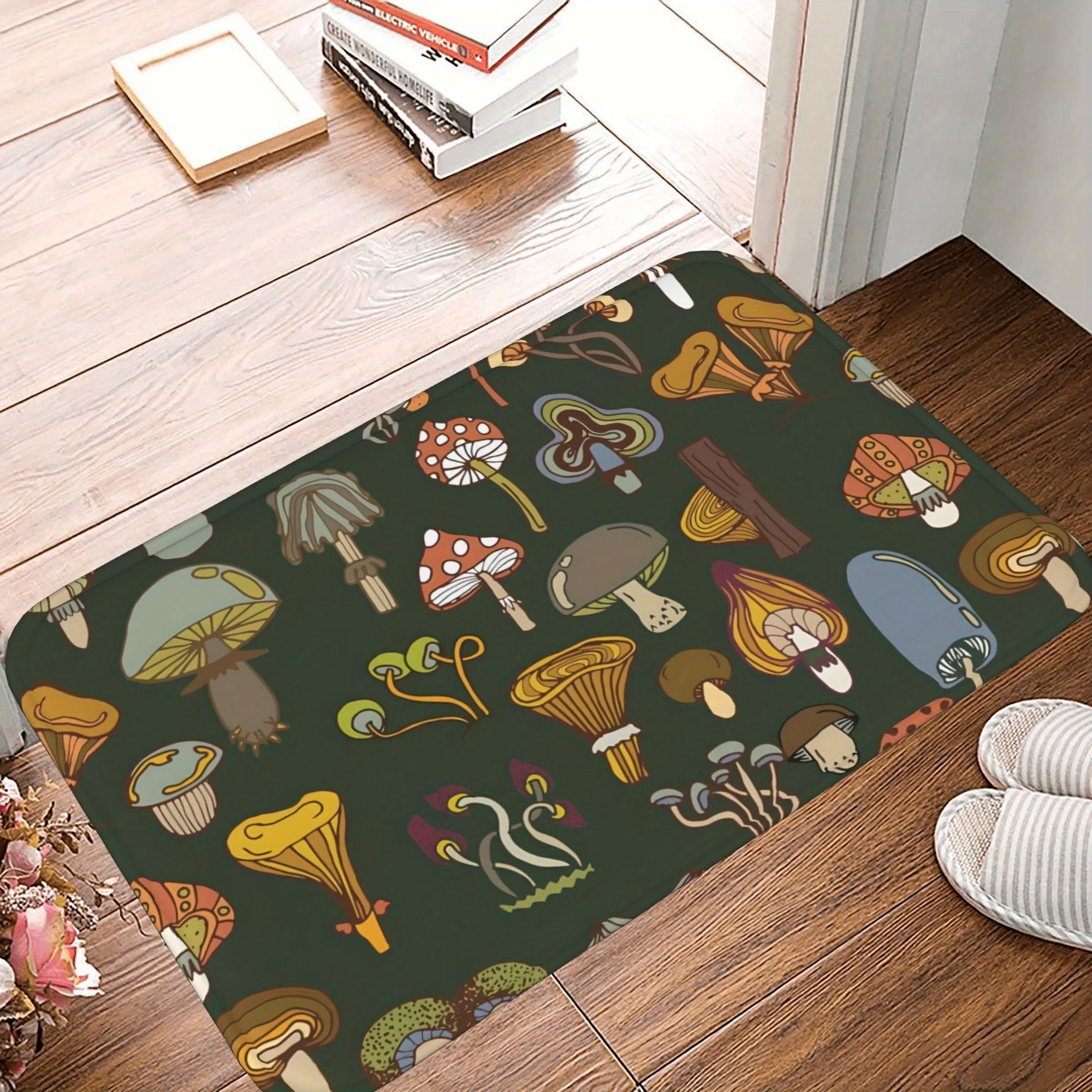 

1PC Mushroom Wonderland Kitchen Rug Non-Slip Door Mat Pop design Bathroom Rug Bath Mat Carpet for Home Sink Laundry Decor